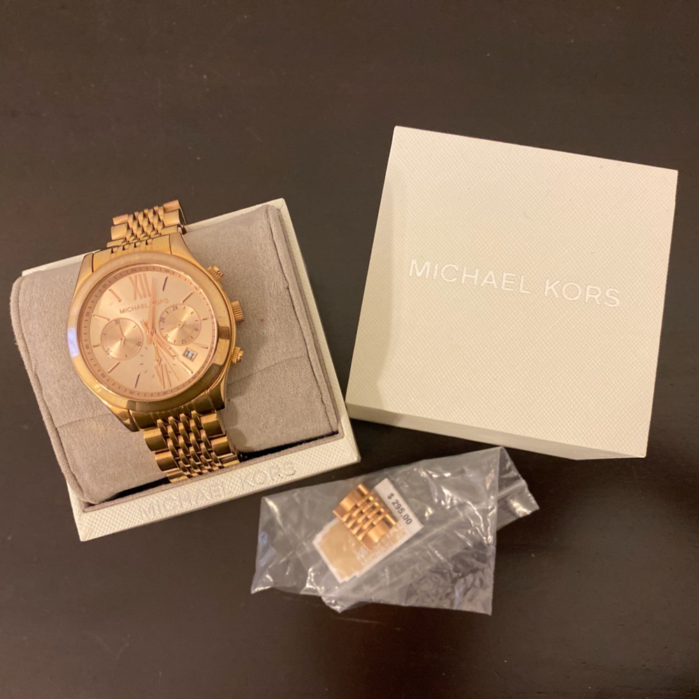 Michael Kors rose gold watch.